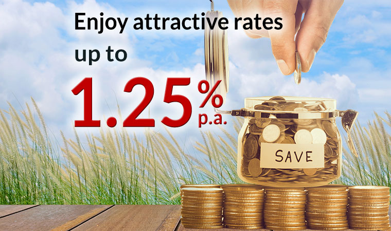 Attractive Singapore Dollar Fixed Deposit Promotion. Interest rates offer up to 1.25% pa for 9 & 12 months time deposits.