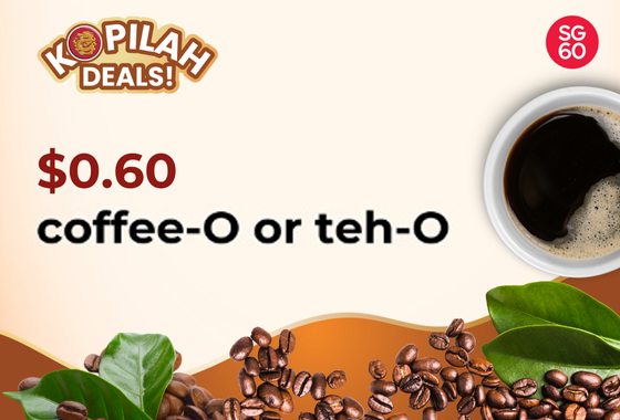 A cup of Coffee-O or Teh-O at just $0.60 with a minimum spend of $12 in a single receipt